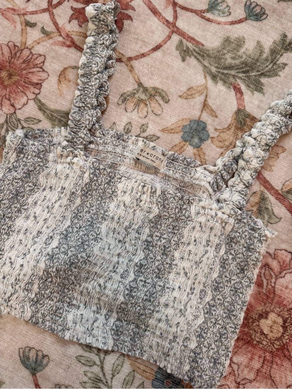Paper Crane Heathered Gray Smocked Tank Top